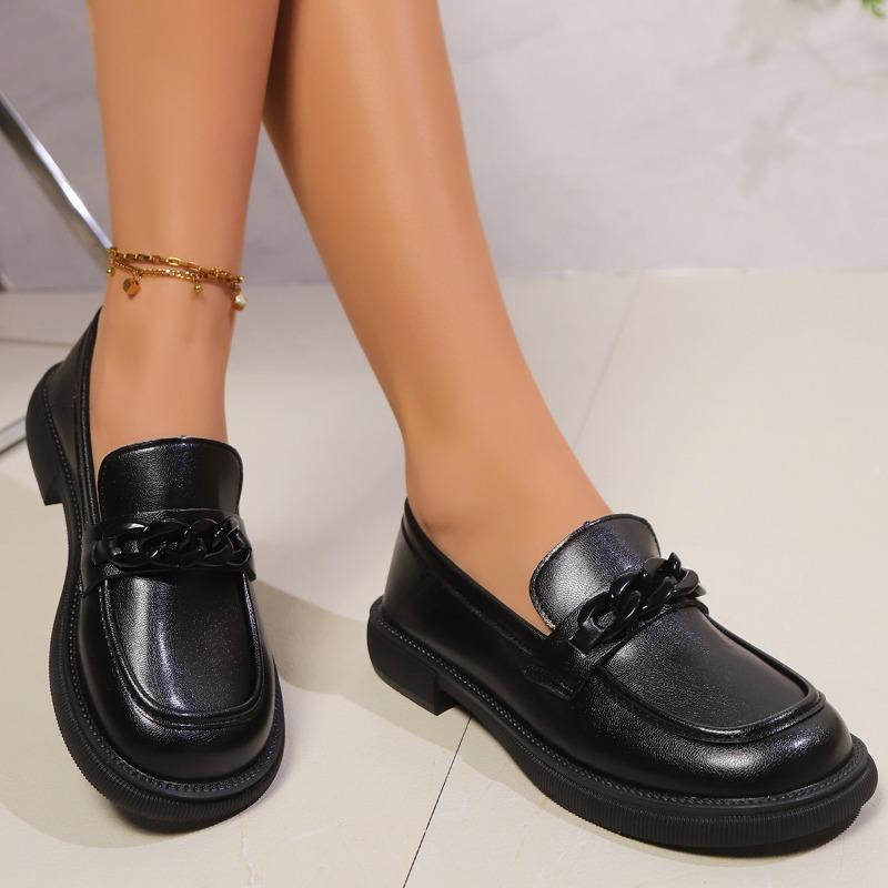Leather Shoes Women's 2025 Black Platform Retro Spring and Autumn Single Shoes