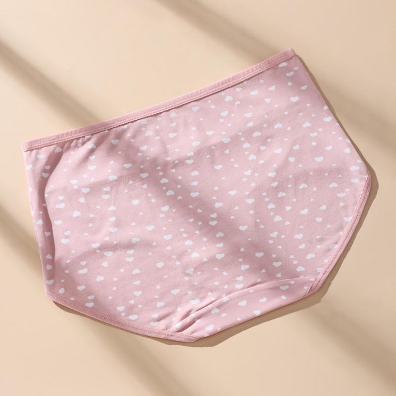 Women's Cotton Printed Breathable and Comfortable Briefs with No Marks Cute High Waisted Large Underwear