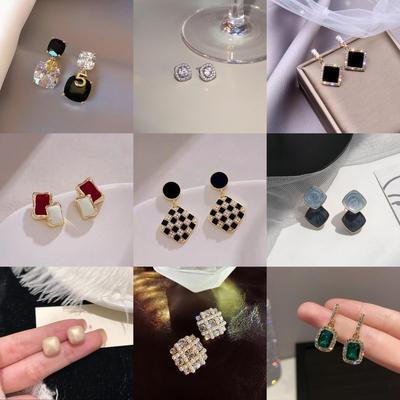 Eleganti Orecchini a Lobo Quadrati Geometrici in Argento 925 per Donna