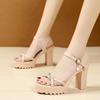 Shining Rhinestone Thick Heel High-heeled Sandals for Women's Summer New Comfortable and Simple Buckle Fashion Sandals