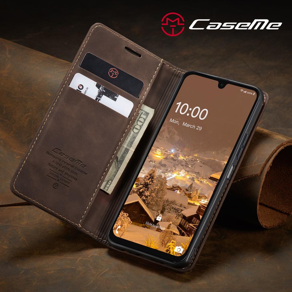 CaseMe Retro Magnetischer Flip PU-Leder Hülle für Samsung A57 A37 A27 A17 A07 A56 A36 A26 A16 A06 Brieftaschen Hülle Handyhülle