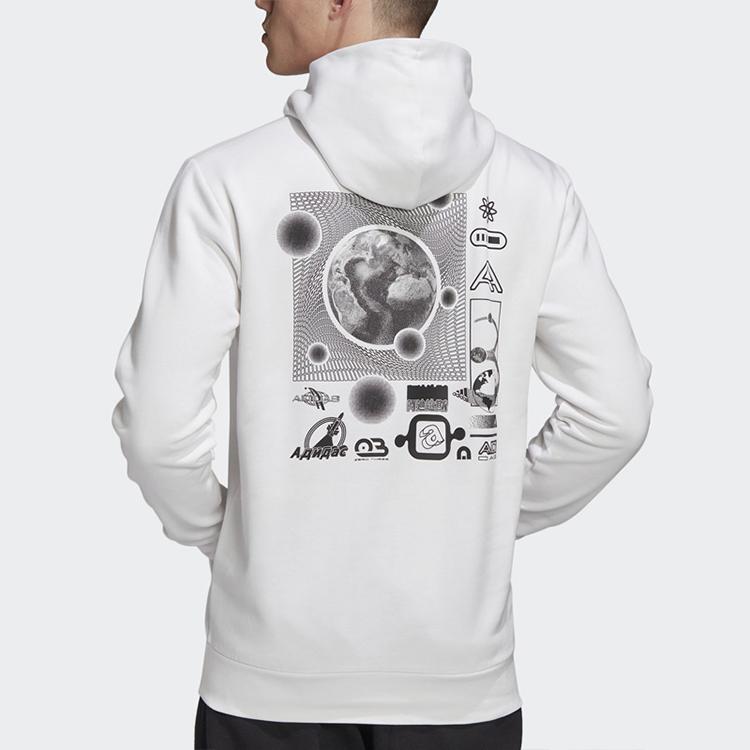 Adidas Casual Sports Pullover Hoodie Men Tops White GI6397