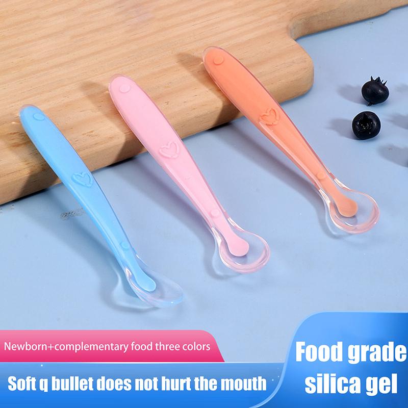 1 Piece Training Feeding Spoons Baby Silicone Soft Spoon For Children Kids Infants Temperature Sensing