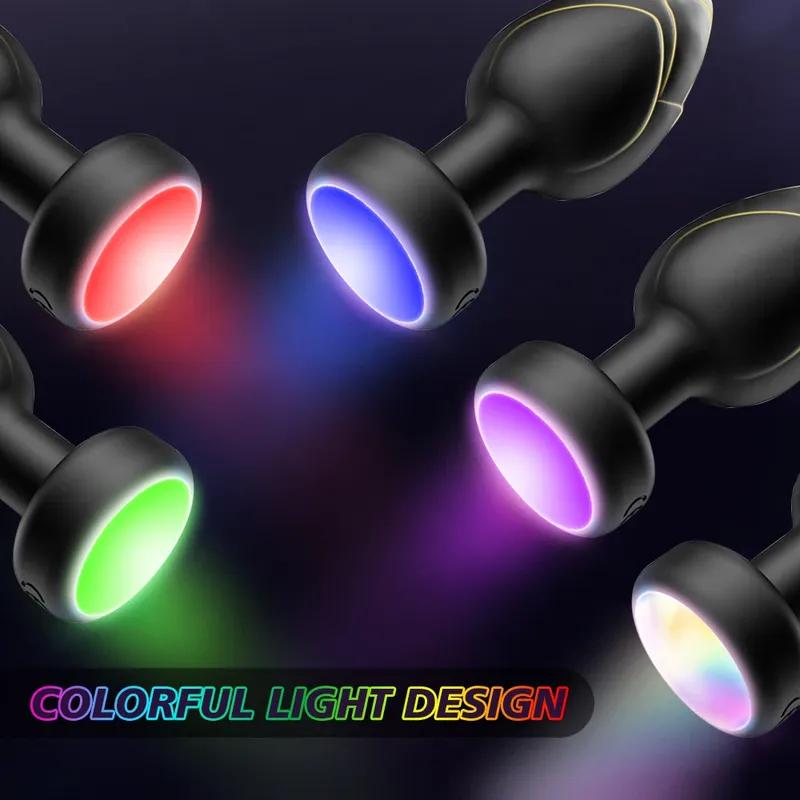Vibrating Plug Anal Vibrator Buttplugs Male Prostate Massager Women Vaginal Massage With LED Light Anus Sex Toy For Men Gay