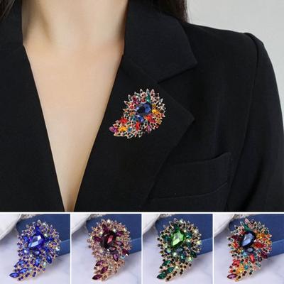 Vintage Kristal Broş Alaşım Yaka İğnesi Şık Renkli El Yapımı İğne Hediyesi Kadınlar İçin