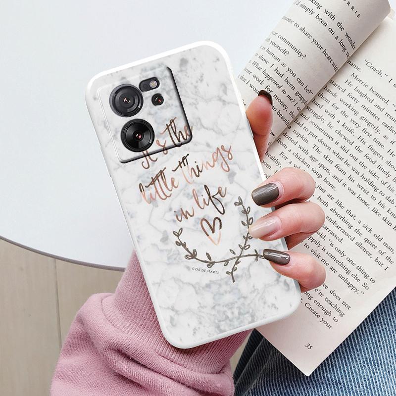 For Xiaomi 13T Pro Pink Gold Marble Art Fashion Phone Case Soft Silicone Funda Cover For Xiaomi 12T 11T 10T 12 Lite Coque Bumper