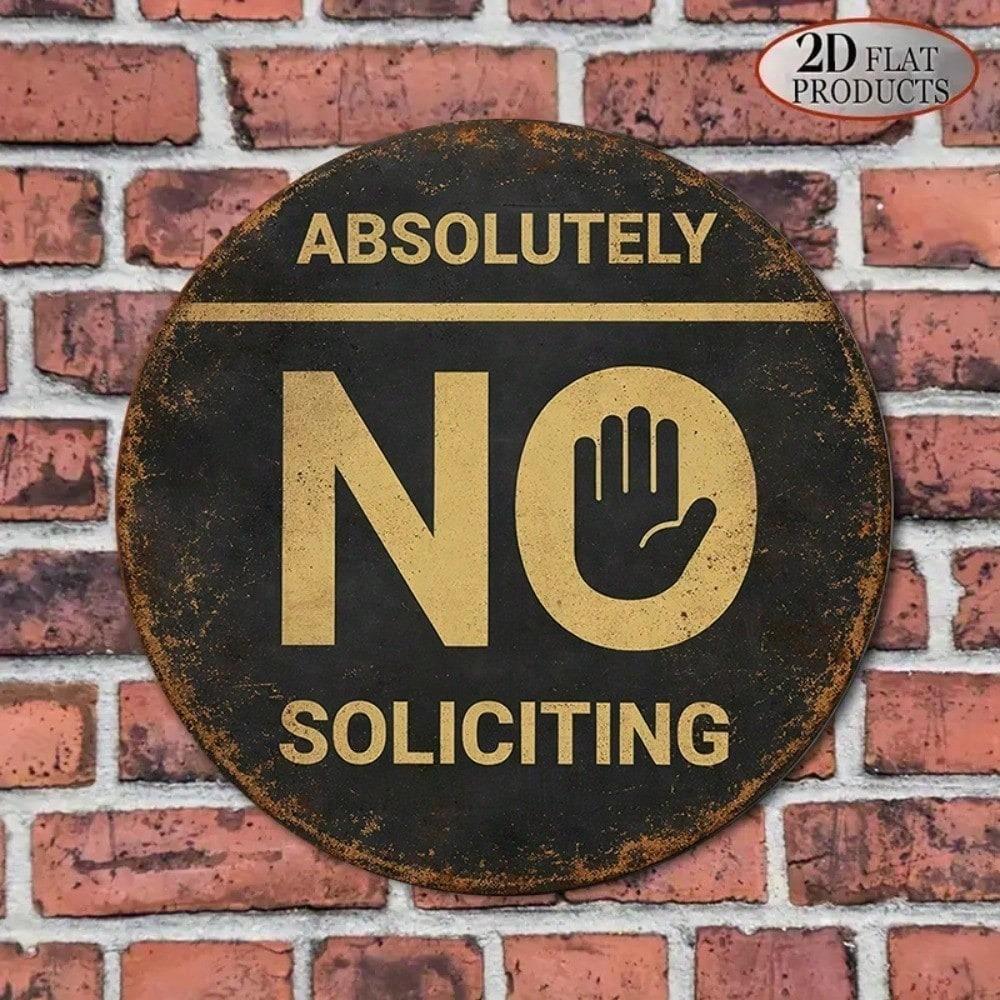 1pc 8x8in Vintage Round No Soliciting Sign Decorative Do Not Disturb Plaque for Home Office Store Gift