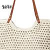 Portable Tote Bag Crochet Shoulder Bag, Large Capacity Lightweight Knit Handbag, Solid Color Handbag Summer Beach Purse for Women Holiday Commuting