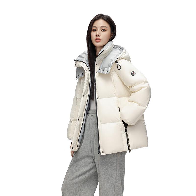 YAYA Women's 2024 Autumn/Winter Mid-Length Hooded Down Jacket