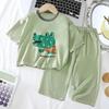 Kids Modal 3/4 Sleeve Pajama Set Summer Lightweight Breathable Air Conditioner Sleepwear For Boys And Girls