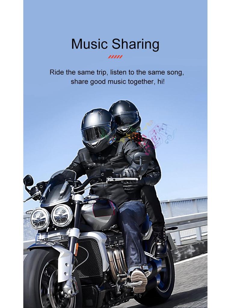 Q58MAX Bluetooth Helmet Headset: Music Sharing, LCD, FM Intercom, MP3 Mixing