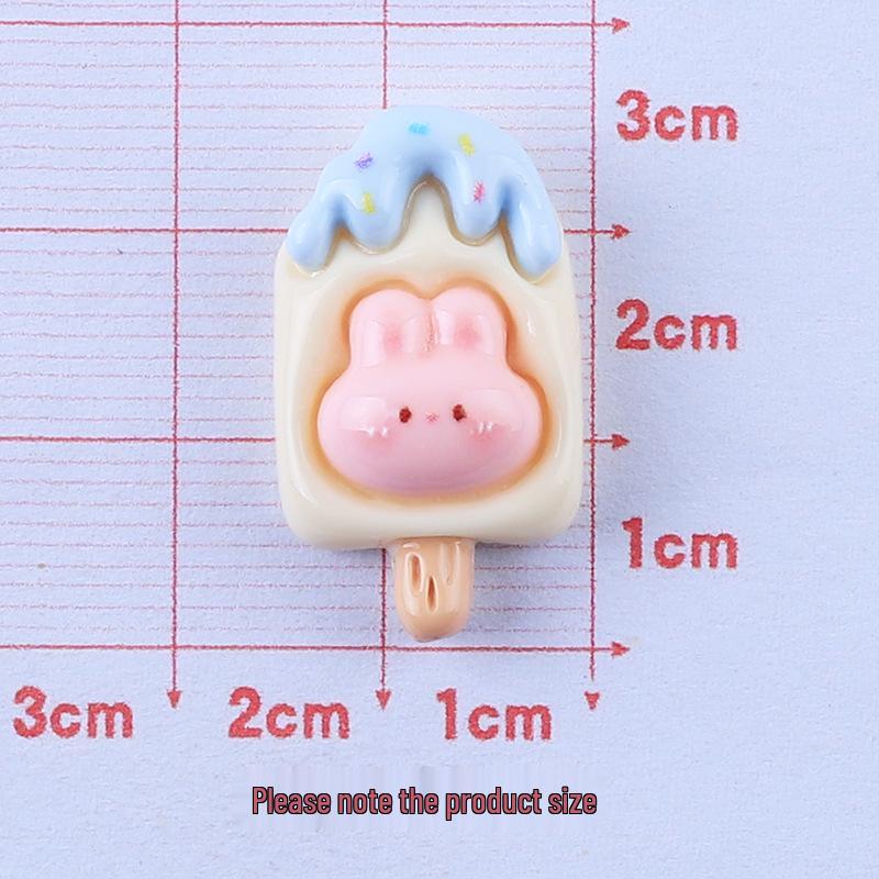 Glossy Ice Cream Rabbit Cute DIY Resin Accessories: Phone Case, Hair Clip, Hair Tie