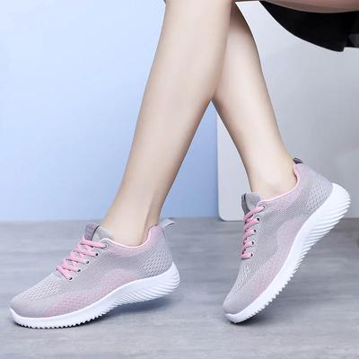Freizeitschuhe für Damen Frühling/Sommer 2024 neue atmungsaktive Mesh Outdoor Laufschuhe mit weicher Sohle Schuhe mit dicker Sohle für Damen