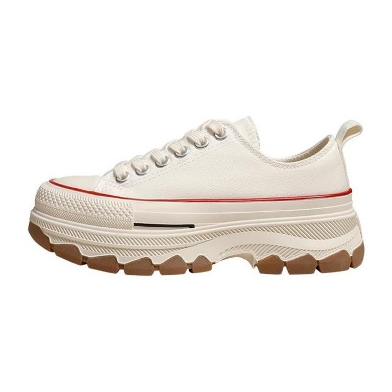 Tide canvas shoes thick sole wavy bottom low top heightening big head versatile casual sports shoes little white shoes women