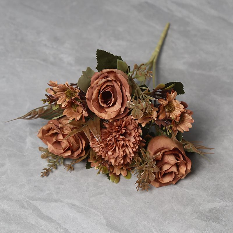 European Style Silk Rose Artificial Flower Bouquet for Home Décor and Weddings