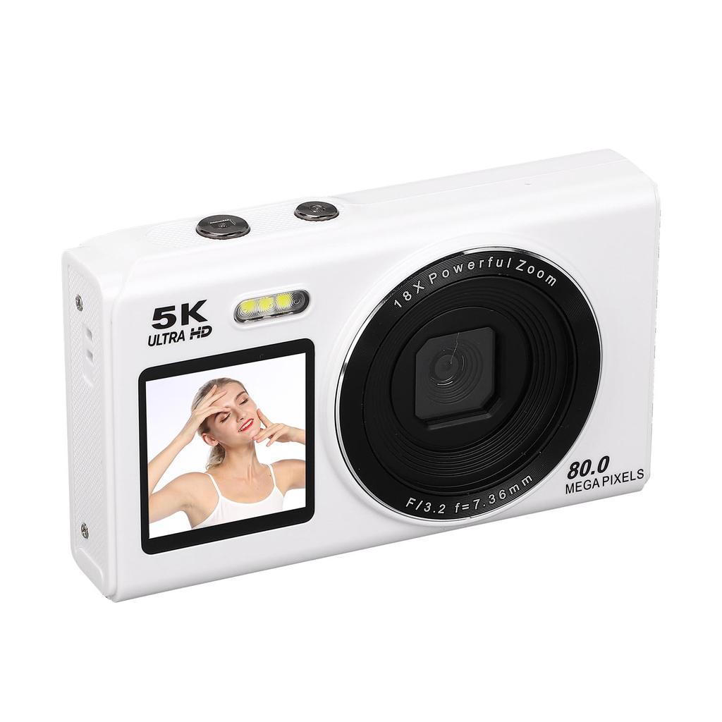 Digital Camera 5K 80MP Double Screen Autofocus 18x Zoom WiFi Camera with Flash for Travel Live Streaming
