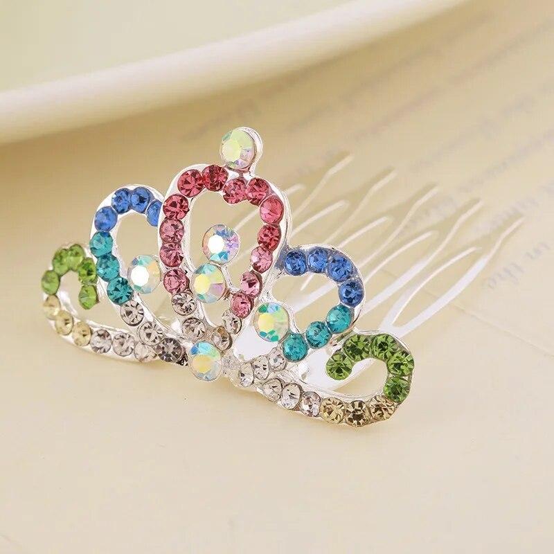 Tiaras com glitter para crianças, tiaras de cabelo com coroa 3D para meninas, bastões de cabelo de princesa para festival brilhante, acessórios para cabelo para meninas