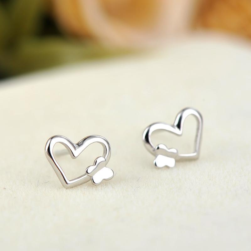 925 Sterling Silver Stud Earrings AAA Zircon For Women High Quality Exquisite Student Girlfriend Jewelry Accessories Heart Gift