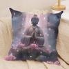 Buddha Statue And Lotus Cushion Cover Silky Short Plush Sofa Pillow Cover Hidden Zipper Soft Dustproof Case For Home Decor