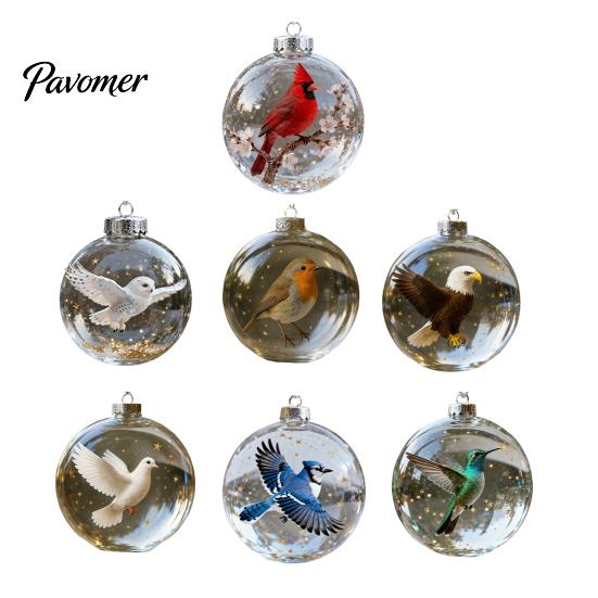 Christmas Tree Decorations 1/4/7Pcs Faux Crystal Glass Bird Ornament Vintage Blown Ornaments Ball Hanging Red Pendant Fireplace Table Decoration Home