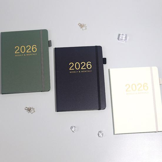 2026 Planner A5 Hardcover Daily Organizer with 12-Month Calendar Goal Tracking And Elastic Closure Productive Daily Agenda Book for