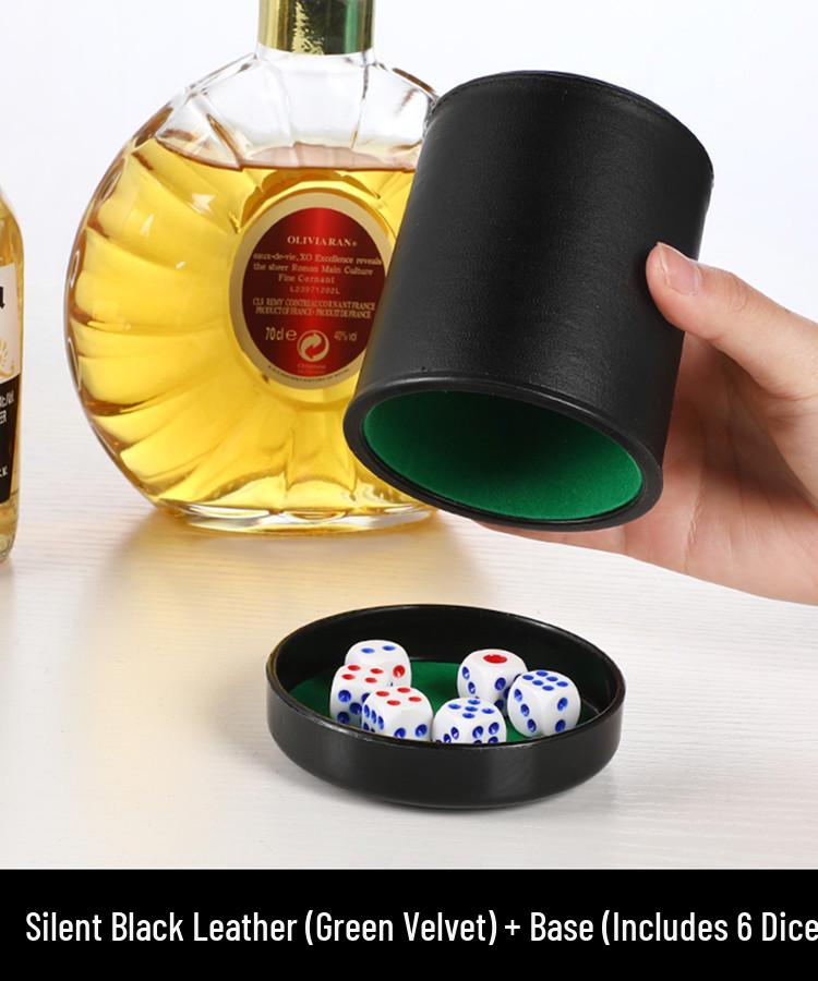 Flockad Ljudabsorberande Läder Tärningskopp Set med 6 Tärningar