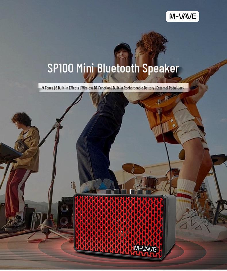 M-VAVE SP100 Bluetooth Portable Guitar Amplifier for Outdoor Performance & Recording