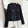 Blacktweed Style Cropped Jacket Spring Autumn Thin Elegant Socialite Long Sleeve Topins Thin Regular Crew Neck Jacket