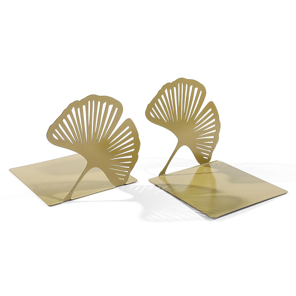 2 Stück Buchstützen für Regale Hohlgeschnitztes Blatt Metall-Buchstützen Robuste Buchstütze Dekorative Buchstopper für Büro Schule