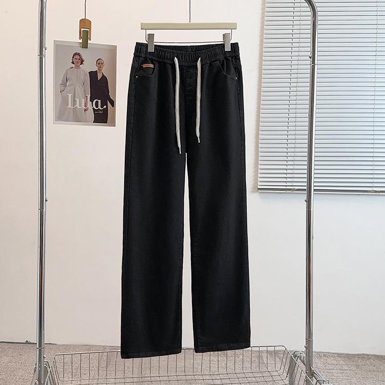 

High Waist Slim Fit Stretch Straight Leg Plus Size Jeans for Women 9XL (260-300 Jin) чёрный