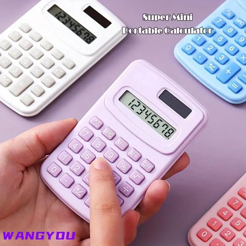 Small Solar Calculator Portable Calculator Cute 8 Digits LCD Electronic Home Office Calculator for Kid Primary School Calculato