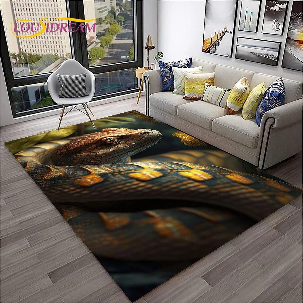 Gothic Serpent Viper 3D Python Snake Carpet Rug for Home Living Room Bedroom Sofa Doormat Decor,kids Area Rug Non-slip Floor Mat