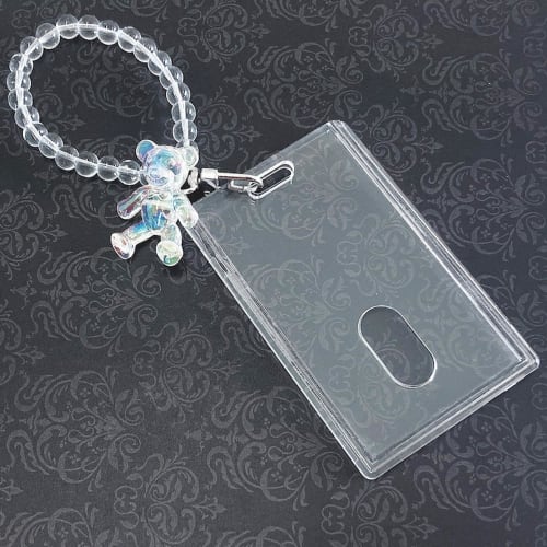 Beaded Trading Card Case, Card Holder, Hard Case for Trading Cards, Scratch-Resistant, Storage, PVC Material, Double-Sided Transparent, Bear Design, C