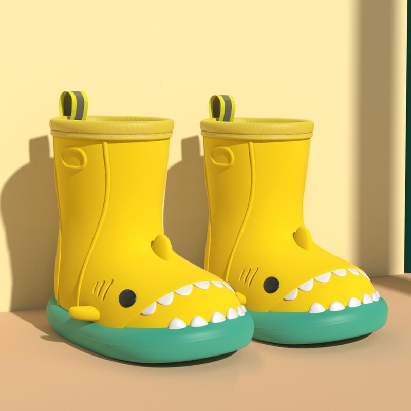 Buty przeciwdeszczowe Shark Rain Shoes, antypoślizgowe, miękkie, lekkie, nowe, wodoodporne, gumowe buty, krótkie rurki, do połowy łydki, damskie, kreskówkowe kalosze