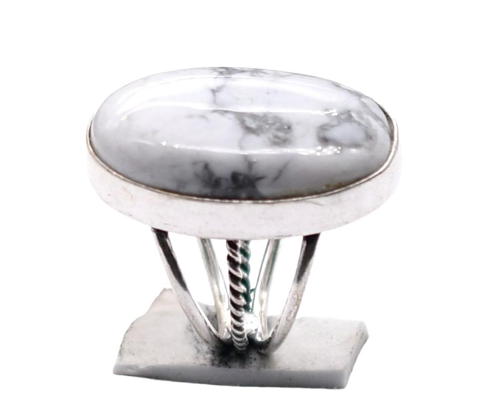 Howlite Natural Gemstone Antique Silver Plated Ring US Size-6.25 R 5381