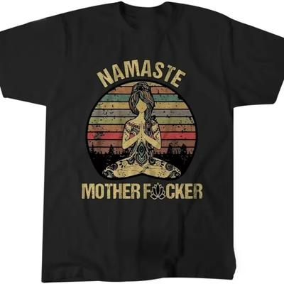 Męski T-shirt rekreacyjny Vintage Namaste Matka Eksplicytny T-shirt Męski Okrągły Dekolt Luźne Topy Hombre Lato XS-3XL Koszulki Roupas Masculinas