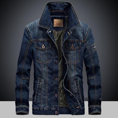 Autumn  Denim Cotton-padded Jacket Men's Lapel Cotton-padded Jacket Warm Jacket Jacket Men's Loose Large Size