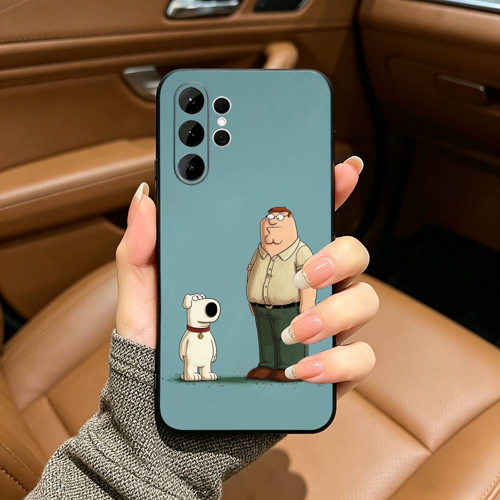 Family Cute G-Guys Phone Case For Samsung S25,S24,S21,S22,S23,S30,Ultra,S20,Plus,Fe,Lite,Black Soft Silicone