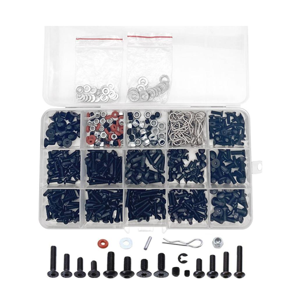 Essential RC Car Screw Kit 520pcs Assortment Organized RC Car Screw Set for Trucks & Crawlers for 1/8 1/10 1/12 1/16
