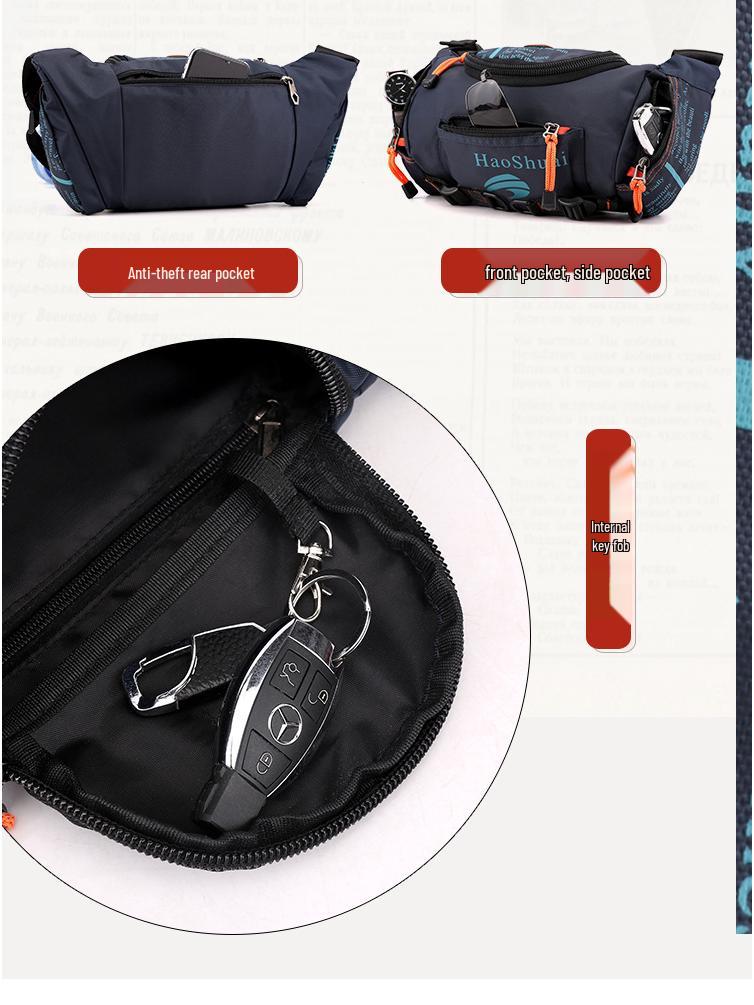 Men's Multifunctional Waterproof Outdoor Waist Bag: Single Shoulder, Crossbody, and Chest Bag for Cycling and Mountaineering with Large Capacity.