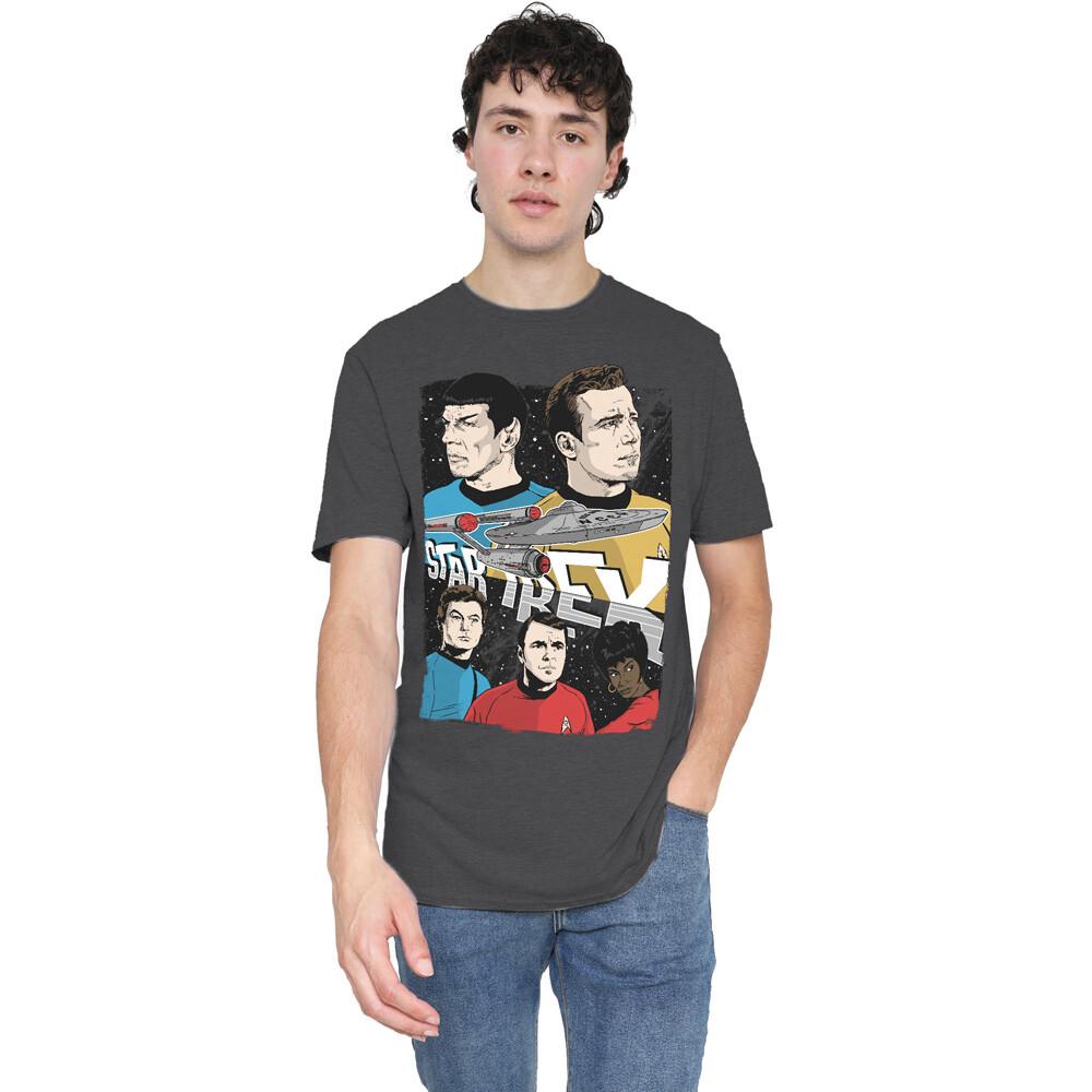 Star Trek Illustrated Crew T-Shirt S-2XL-Charcoal XXXL