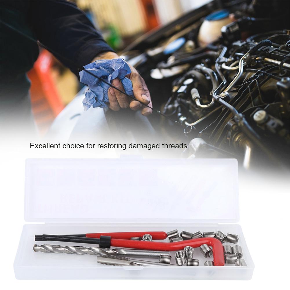 25pcs M6 Thread Repair Kit Thread Tap Drill Bit Damaged Threads Repair Tools