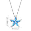 Hawaii Beach Starfish Women's Lab Created Blue Opal Silver Plated Copper Alloy Box Chain Necklace for Anniversary