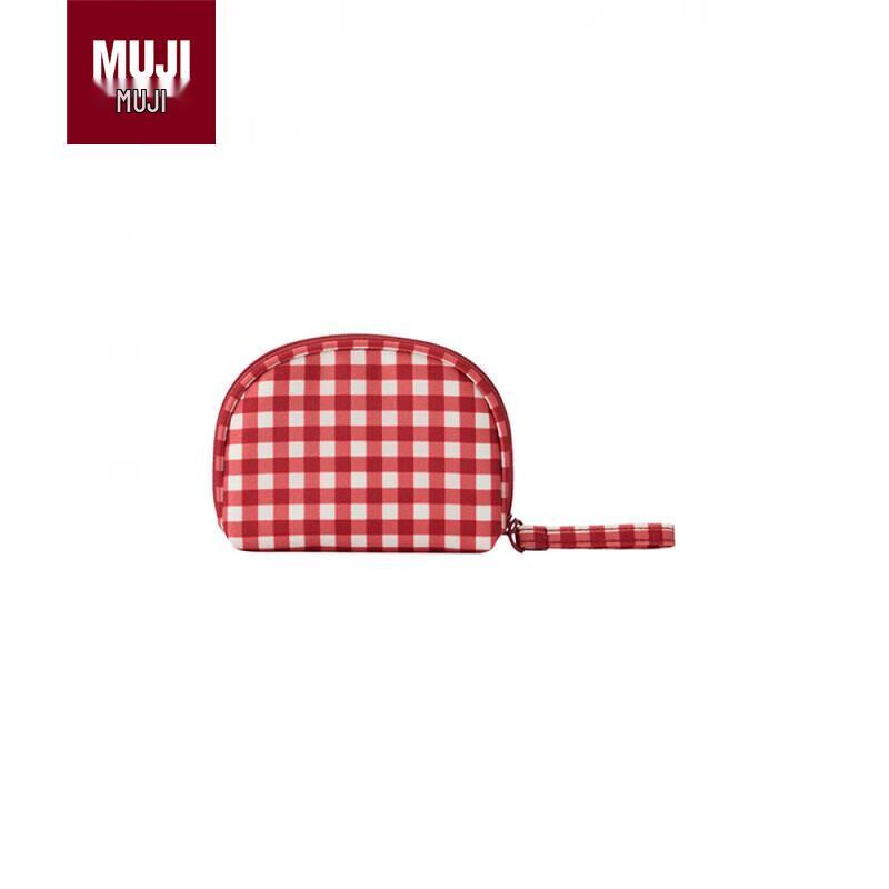 MUJI Recycled Polyester Plaid Cosmetic Bag