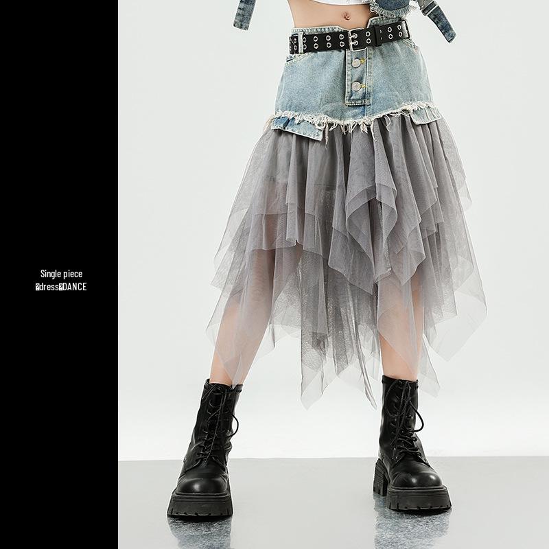 Mädchen Jazz Dance Hip Hop Denim Performance Outfit - Trendiges Kinder Laufsteg Set