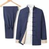 Men's Tang Suit Set: Retro Zhongshan Jacket, Chinese Style Hanfu for Middle-Aged & Elderly, Spring/Autumn Wear.