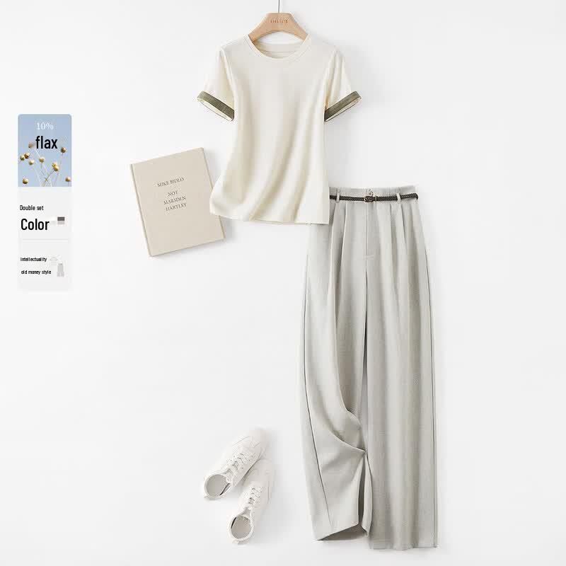 

IHIMI Women s Lightweight T-shirt & Linen Pants Set XL