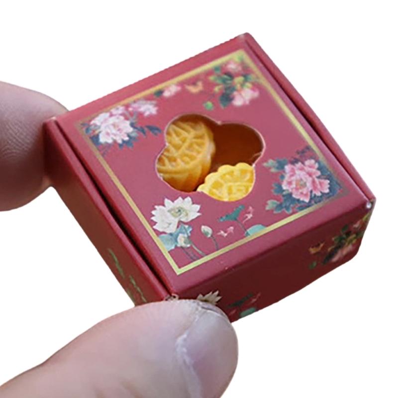 Artisanal Miniature Mooncake Set Complex Incised Plan Rosin Collectible For 1:12 Model House Displays