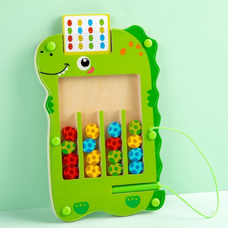 Dinosaur Egg Magnetic Four Color Placement Game, Color Sorting Skills Training Wooden Toy, Hand Eye Coordination Toy, Color Toys
