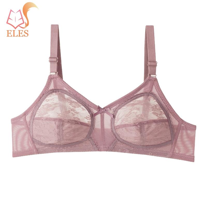 

Бюстгальтер большого размера Ультратонкое сексуальное кружево Без косточек Со сбором Дышащее Прозрачное нижнее белье Бюстгальтер для женщин 40 розовый